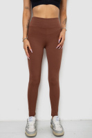 Лосини однотонні у рубчик утеплені на флісі, колір коричневий, 238R605