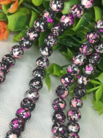 Бусины керамика/ 8 мм/ цена за 1 шт/ черный с точками