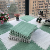 Коврик-пазл с плюшевым покрытием, термоковрик для дома, мягкий детский мат, 30x30см цвет зеленый