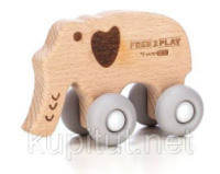 Деревянная игрушка FreeON слоник на силиконовых колесах