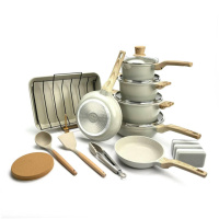 Набір посуду Caannasweis YMX-19-1 (19 предметів) з литого алюмінію. Бежевий (YMX-19-1)