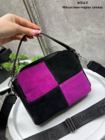 Натуральна замша. Фіолетова — три окремих відділення - стильна та елегантна сумочка (0554-5)