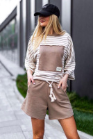 Легкий спортивний костюм у смужку «Smart» оптом | Батал | Розпродаж моделі Капучіно, 50-52