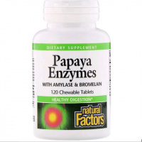 Энзимы Папайи, Papaya Enzymes, Natural Factors, 120 Таблеток