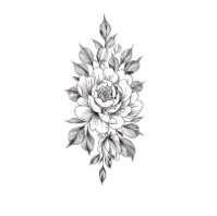 Временное тату водостойкое 3D большое Цветы HD-01 18.5х8 см