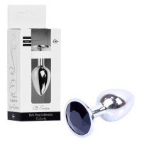 Анальний корок Jewellery Silver Plug Black металева інтимна іграшка з чорним кристалом для анальної стимуляції
