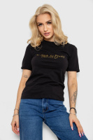 Футболка жіноча з принтом, колір чорний, 238R57399