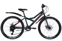 Велосипед ST 24« Discovery FLINT DD з крилом Pl 2022 (темно-зелений з червоним (м))