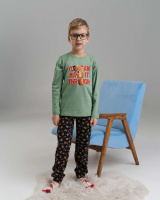 Піжама зі штанами у дрібний принт для хлопчика - ведмідь, що виглядає