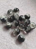 Бусины керамика/ 8 мм/ цена за 1 шт/ черно-прозрачный