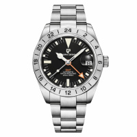 Чоловічий механічний годинник Pagani Design PD-1693 Silver-Black-Orange з сапфіровим склом та GMT