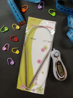 Спицы для вязания металлические на тросике № 5.5. Длина 80 см.