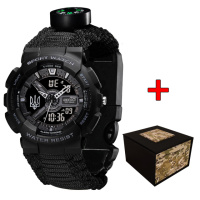 Awarder 005 Тризуб срібло  Black + Паракордовий ремінець Black