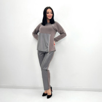 Повсякденний костюм з блискавками «Skylar» оптом | Норма і батал | Розпродаж моделі Какао, 54-56