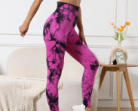 Леггинсы женские спортивные с пуш-ап Tie Dye 18705 L розовый мрамор