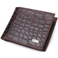 Модний горизонтальний чоловічий гаманець середнього розміру з натуральної шкіри з тисненням під крокодила 721865