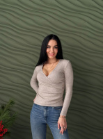 Легка кофтинка в рубчик на запах «Aura» | Норма і батал Мокко, 50-52