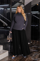 Жіночий теплий гольф в рубчик «Cool» оптом | Батал Графіт, 50-52