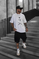 Біла чоловіча футболка з ДТФ принтом (оверсайз)