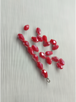 Хрустальные бусины*капля*/ 4*6 мм/ светло красный матовый с АБ/ 1 шт