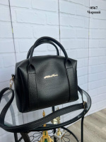 Чорна - стильна, молодіжна сумочка на блискавці зі знімним ремінем  (0567)