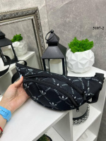 АКЦІЯ!  Чорна А - стильна молодіжна тканинна бананка на два окремих відділення на блискавці (5107-2)