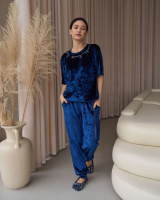 Комплект зі штанами і футболкою на зав'язці - мармуровий велюр   S, M, L, XL