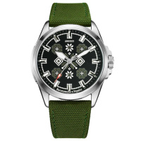 Чоловічий годинник Awarder 041 Embroidery Silver-Army Green з сапфіровим склом та водозахистом 10ATM