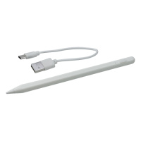 Стилус ёмкостный, высокоточный, активный JT-18 со встроенной батареей, алюминиевый, белый, с сенсорной кнопкой Вкл/Выкл