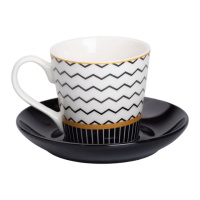 Фарфоровая чашка с черным блюдцем 200 мл RX-N24708WH