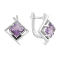 Серебряные серьги CatalogSilver с натуральным аметистом 2.942ct (2189329)