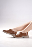 Туфлі лакові рептилія світло-коричневі на низькому ходу 703