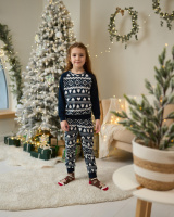 Піжама на дівчинку-підлітка зі штанами - Новорічний орнамент   8-9, 10-11, 12-13, 14-15 років