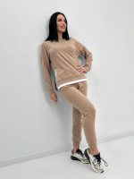 Трикотажний костюм-двійка «Spring» оптом | Норма | Розпродаж моделі 42-44, Капучіно