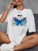 Жіноча біла футболка з ДТФ | 59-066