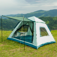 Намет туристичний тримісний 235*235*155 см з тентом, синій