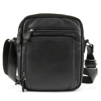 Шкіряна сумка через плече в чорному кольор на три відділи 71730A