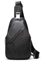 Сумка чоловіча слінг через плече в зернистій шкірі 720249 Чорна