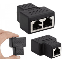 DM З'єднувач мережевих роз'ємів RJ45 - 2*RJ45 2/1 Black