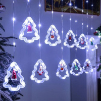 Світлодіодна гірлянда-завіса прозорий дріт Фігурки в ялинці 10 LED Magic Lights 3 х 0.6 м білий