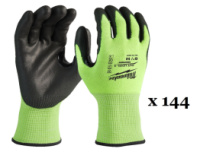 Рукавиці робочі сигнальні Hi-Vis MILWAUKEE, з опором порізам 3/C рівня, розмір 8/M, (144 пари)