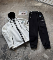Зимовий спортивний костюм з начосом молочна кофта на змійці+ чорні штани RAPID Grand