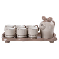 Чайний сервіз Retro на 6 персон керамічний 8 предметів, сірий