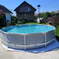 Intex 26710 366×76 см круглий каркасний басейн Prism Frame Pool сірий великий надійний міцний