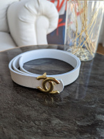 Ремінь Chanel вузький білий золото