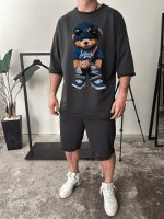 Комплект футболка та шорти чорного кольору з ДТФ принтом (оверсайз)