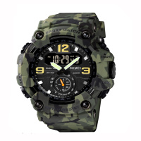 Чоловічий тактичний годинник Skmei 1637CMGN Camo Green з комбінованим циферблатом та підсвічуванням