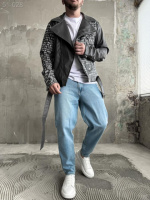 Шкіряна куртка (косуха) - чорний колір - 51-028