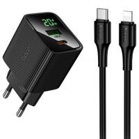 МЗП Hoco CS83A Excellent with digital display PD20W+QC3.0 (1USB-A/1C) + кабель Type-C to Lightning