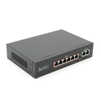 POE коммутатор гигабитный Merlion 6 POE 10/100/1000  + 2 RJ45 10/100/1000 встроенный блок питания 52V 2.3A